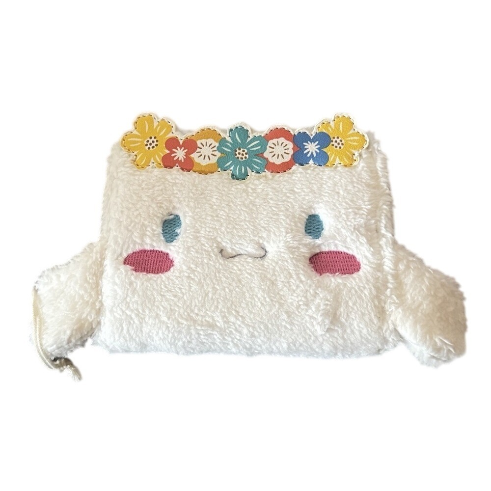 Loungefly Cinnamoroll White Plush‎ Wallet Coin Sanrio Floral Crown Zipper New